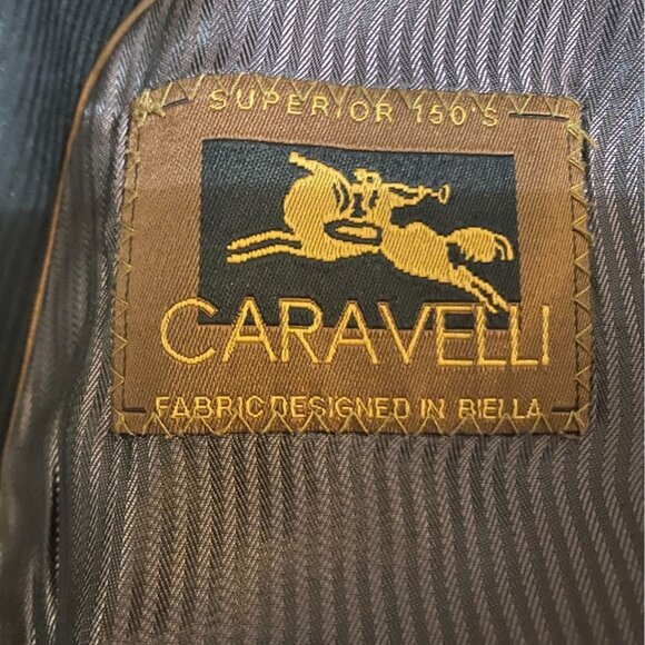 Caravelli Men Blazer Jacket Superior 150s Black Pinstripe Double Breasted Formal - Picture 3 of 14